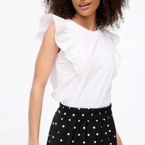 NWT J.Crew Size Medium White Poplin Flutter-Sleeve Tee